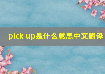 pick up是什么意思中文翻译